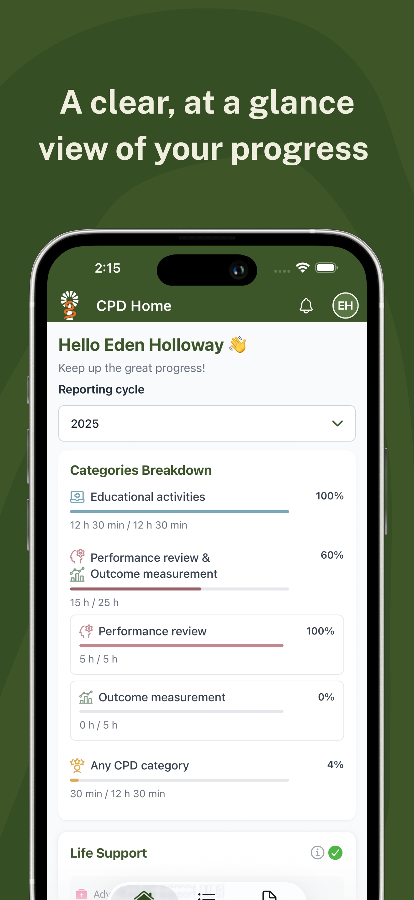 CPD Home app - Track