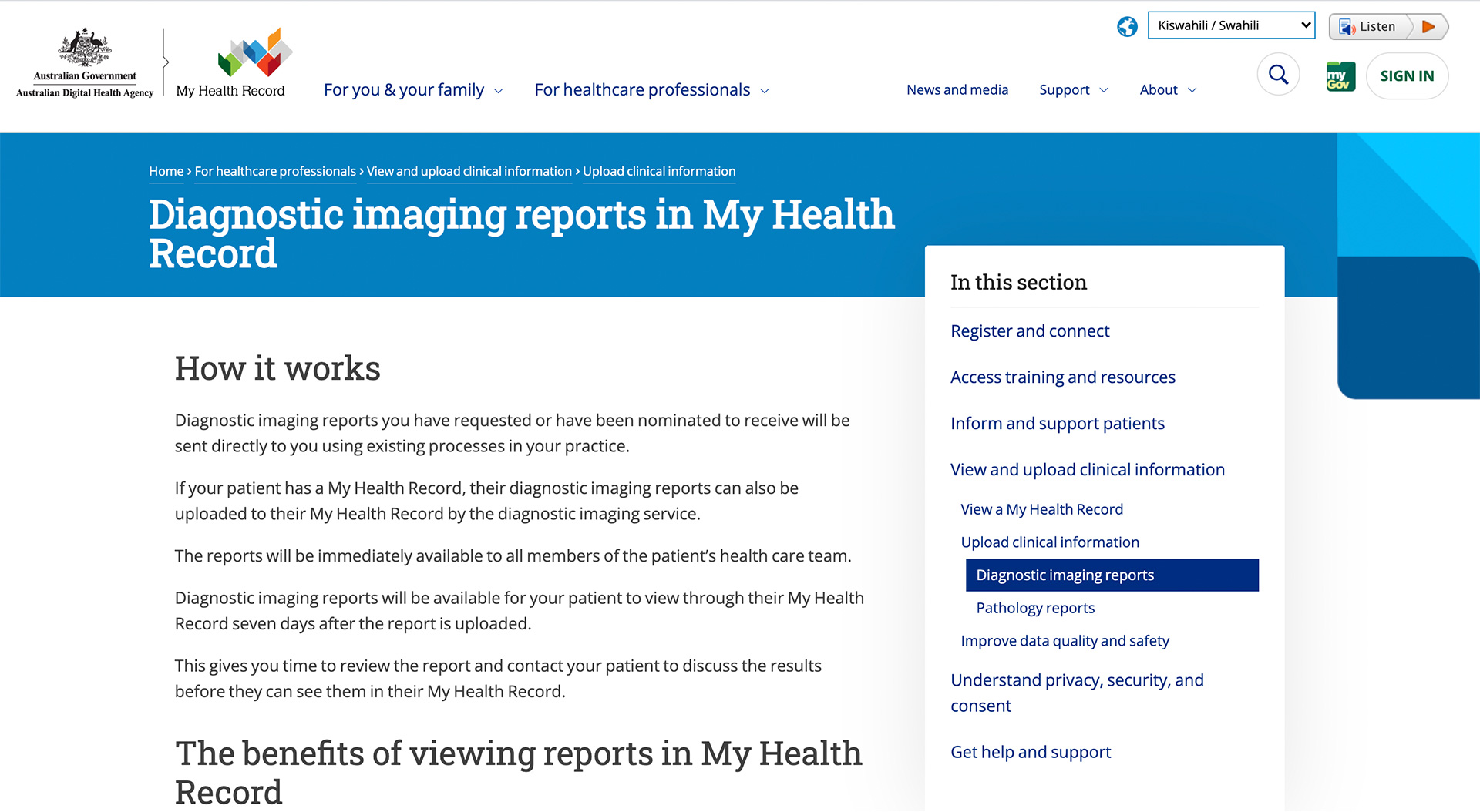 Diagnostic imaging reports overview