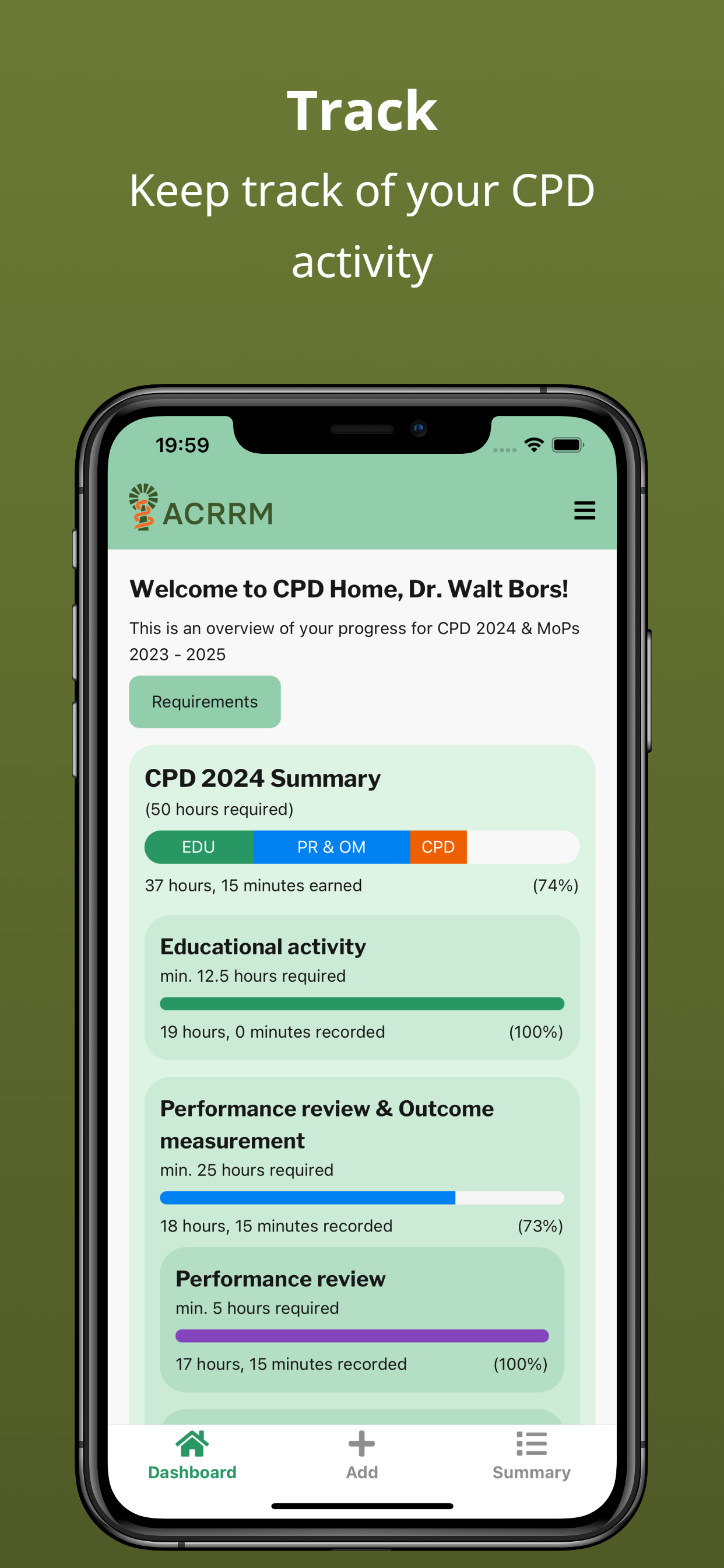 CPD Home app - Track